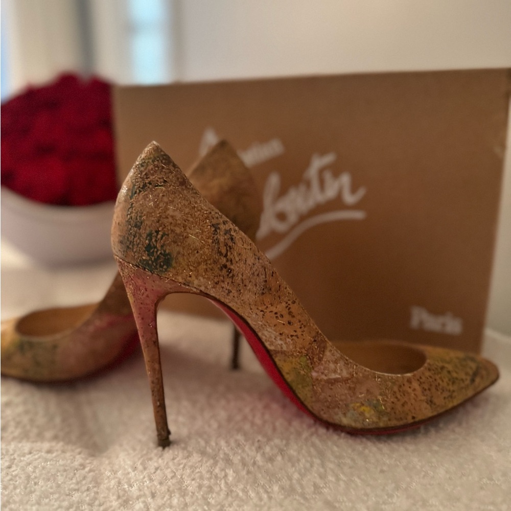 Christian Louboutin Tan Heels with Signature Red Soles